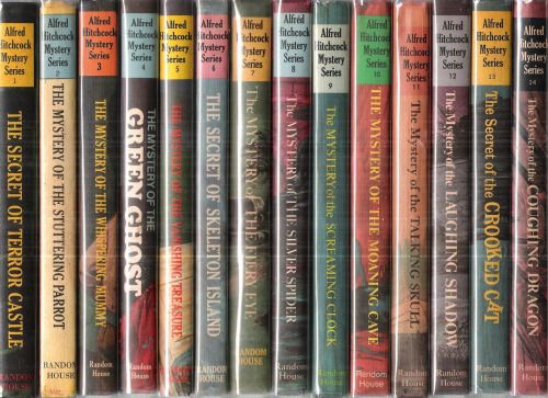 Collection of Three Investigators books displaying the spines and titles